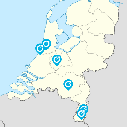 Map of the United Kingdom with six blue pins with a white Salesupply logo